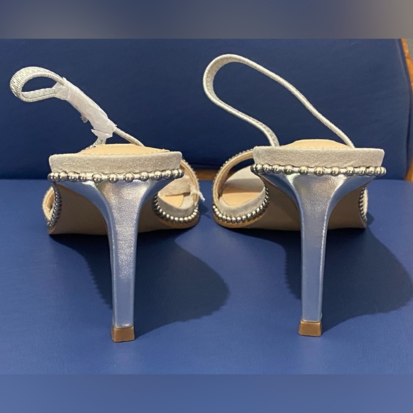 New Steve Madden Benefit crystal/rhinestone heeled sandal, gray/silver - Picture 4 of 14